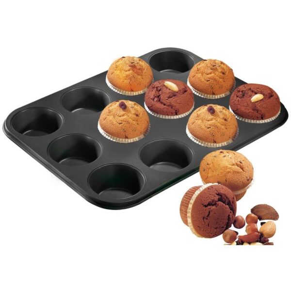 Zenker - Stampo per muffin a 12 impronte Ø7 cm, Linea Black Metallic