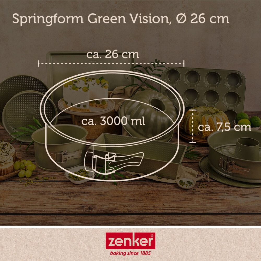 Zenker – Tortiera antiaderente apribile a cerniera, Ø26cm Linea Green Vision